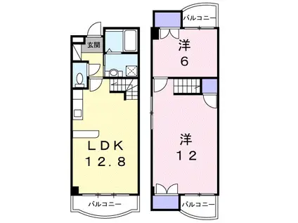 伊予鉄道郡中線 地蔵町駅 徒歩5分 3階建 築31年(2LDK/2階)の間取り写真