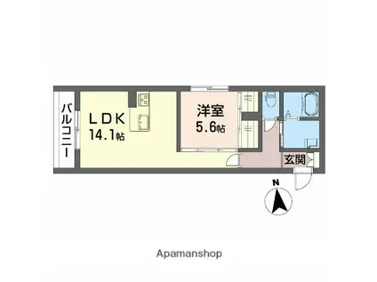 ほたる川(1LDK/1階)の間取り写真