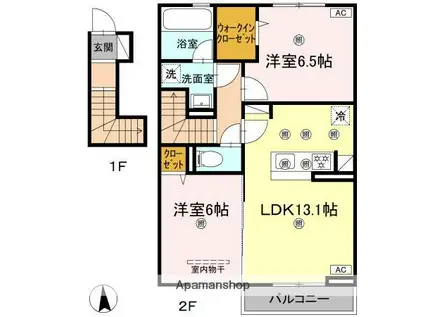 D-ROOM SACHIⅢ(2LDK/2階)の間取り写真