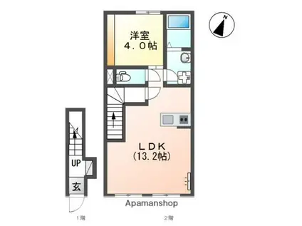 グランツ(1LDK/2階)の間取り写真