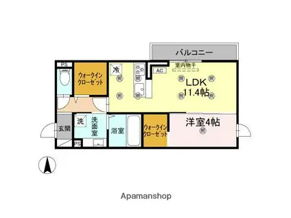 クランツ古川西B棟(1LDK/2階)の間取り写真