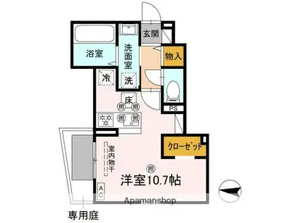 メルベーユトリシア(ワンルーム/1階)の間取り写真