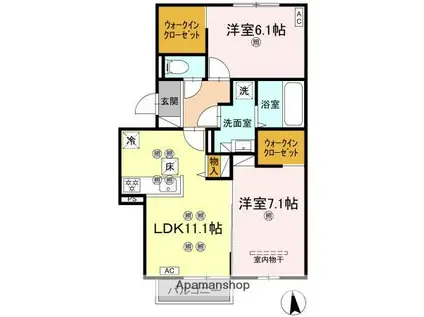 MAISON BLANCHE(2LDK/1階)の間取り写真