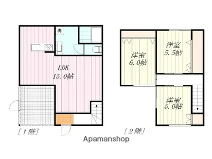愛媛県松山市 2階建 築16年(3LDK)の間取り写真