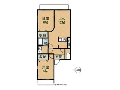 エルーア生石(2LDK/3階)の間取り写真