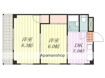 クリスタルビル(2DK/3階)の間取り写真