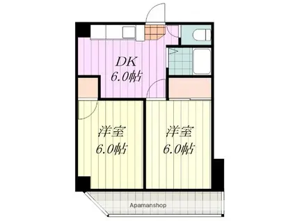 フレンドコート(2DK/3階)の間取り写真