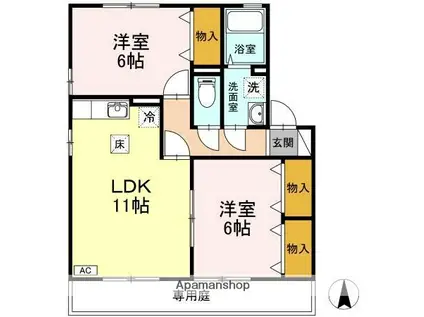 Y.サイレントビレッジ山越A棟(2LDK/1階)の間取り写真