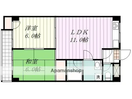 コーポラスAC(2LDK/6階)の間取り写真