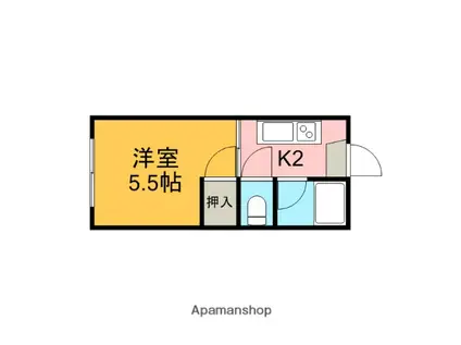 いしだ荘(1K/2階)の間取り写真