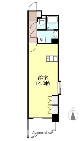 六軒家ロビンフラット(ワンルーム/4階)の間取り写真