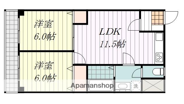 アイリッシュコート美沢(2LDK/4階)の間取り写真