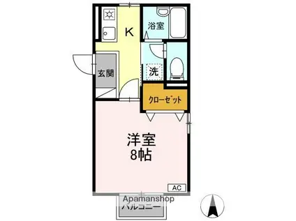 ルミエール・シンコウ(1K/2階)の間取り写真