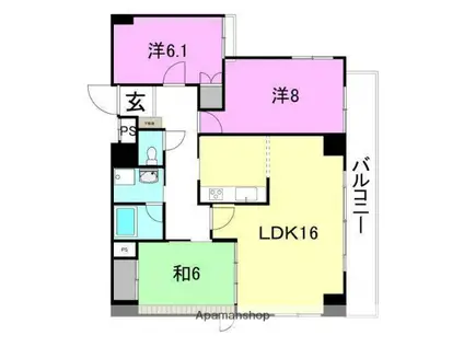ロイヤルメゾン岩崎町(3LDK/3階)の間取り写真