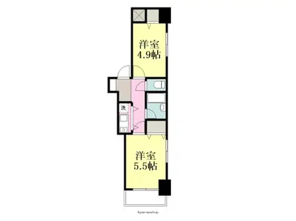 ライオンズプラザ松山大手町(2K/8階)の間取り写真