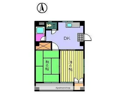 ハイツ浜(2DK/1階)の間取り写真