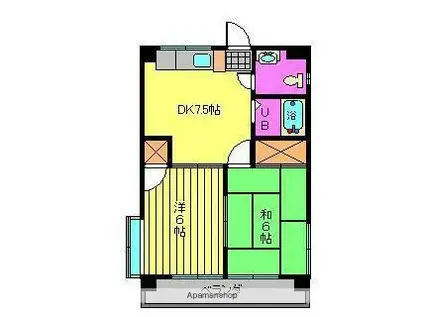 オレンジハイツ中村(2DK/4階)の間取り写真