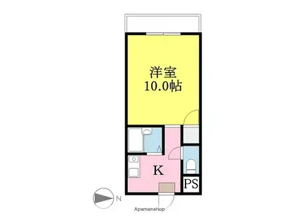 マイムビルⅢ(1K/3階)の間取り写真