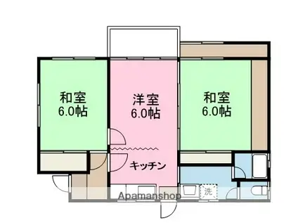 愛媛県松山市 1階建 築50年(3DK)の間取り写真