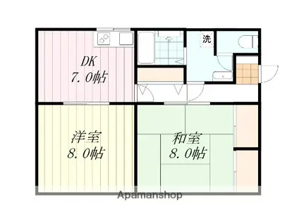コーポ雅(2DK/2階)の間取り写真