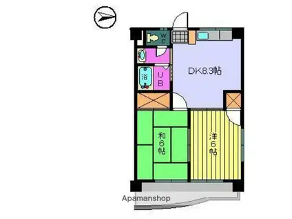 サンピア本町(2DK/3階)の間取り写真