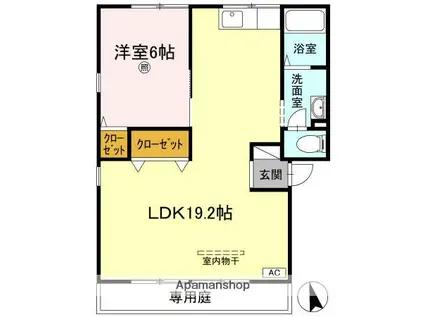 ファミール三好 B棟(1LDK/1階)の間取り写真