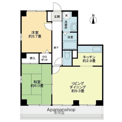 フォブールMⅡ(2LDK/1階)の間取り写真