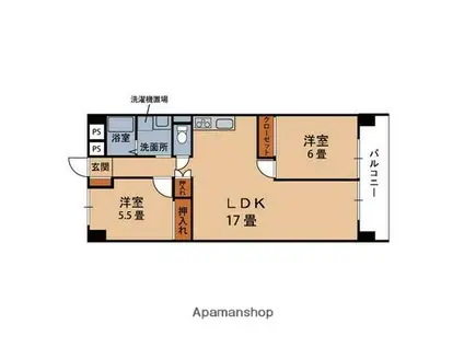 カーサ市駅(2LDK/4階)の間取り写真