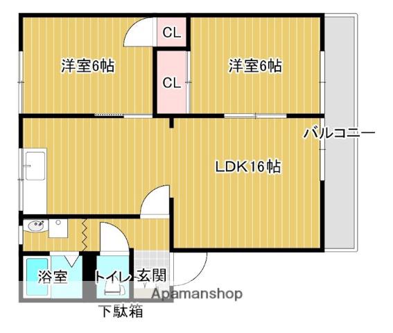 サンビルト山内Ⅰ(2LDK/2階)の間取り写真