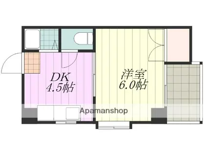 レジデンス東海(1DK/2階)の間取り写真