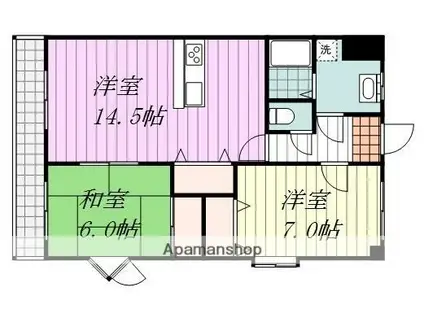 サザンビュー21(2LDK/2階)の間取り写真