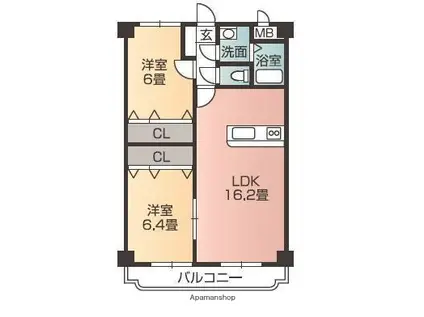 ユーミーKAWAKUBO(2LDK/3階)の間取り写真