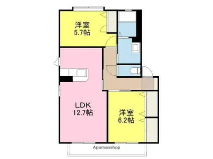 バリュージュ セントラルC(2LDK/2階)の間取り写真