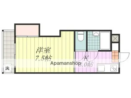 仙波ハイツ南棟(1K/4階)の間取り写真