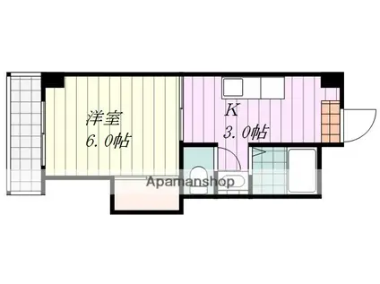 コンソラーレ城北(1K/4階)の間取り写真