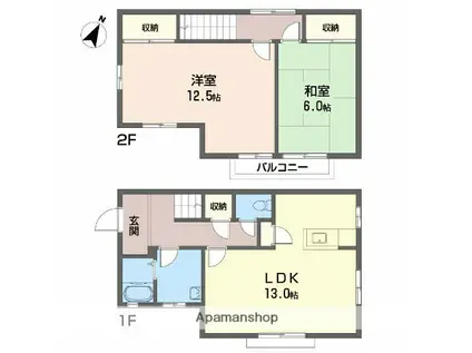 愛媛県松山市 2階建 築32年(2LDK)の間取り写真