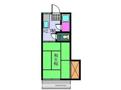 コーポ飛鳥(1K/2階)の間取り写真