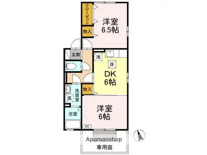 グレイスコート アネックス(2DK/1階)の間取り写真