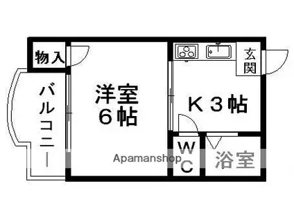 クローバーハイツⅡ(1K/2階)の間取り写真
