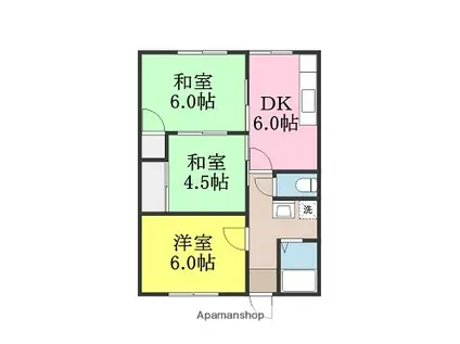タウニィ石手(3DK/2階)の間取り写真