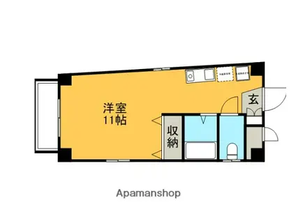 道後湯之町メゾン宮内(ワンルーム/4階)の間取り写真