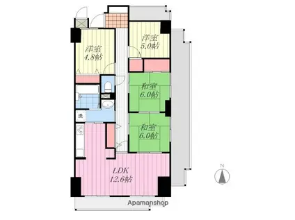 サーパス三津弐番館(4LDK/8階)の間取り写真