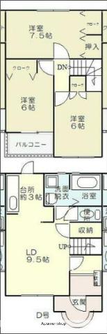 ソシア万寿 CDE棟(3LDK/2階)の間取り写真