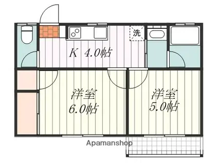 フレッドハイツⅡ(2K/2階)の間取り写真
