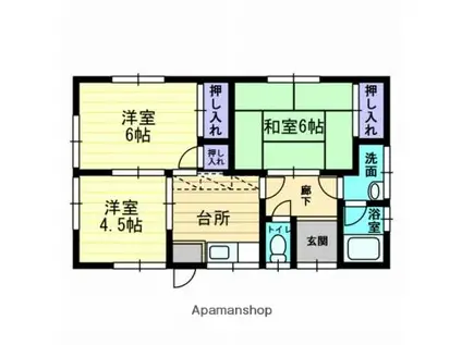 伊予鉄道郡中線 土居田駅 徒歩10分 1階建 築47年(3DK)の間取り写真