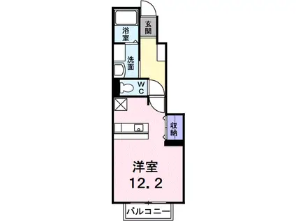 ボヌール・KB(ワンルーム/1階)の間取り写真