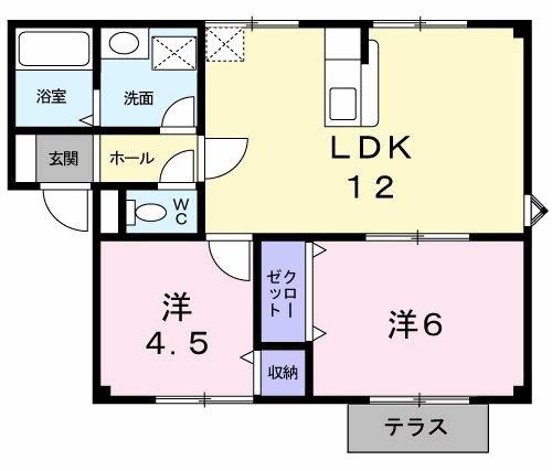 メゾン花梨Ⅱ(2LDK/1階)の間取り写真