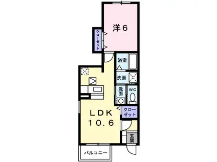アランチェート(1LDK/1階)の間取り写真