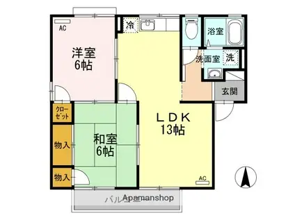 エスポワール34 C棟(2LDK/2階)の間取り写真
