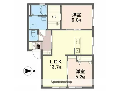 KABIENA(2LDK/1階)の間取り写真